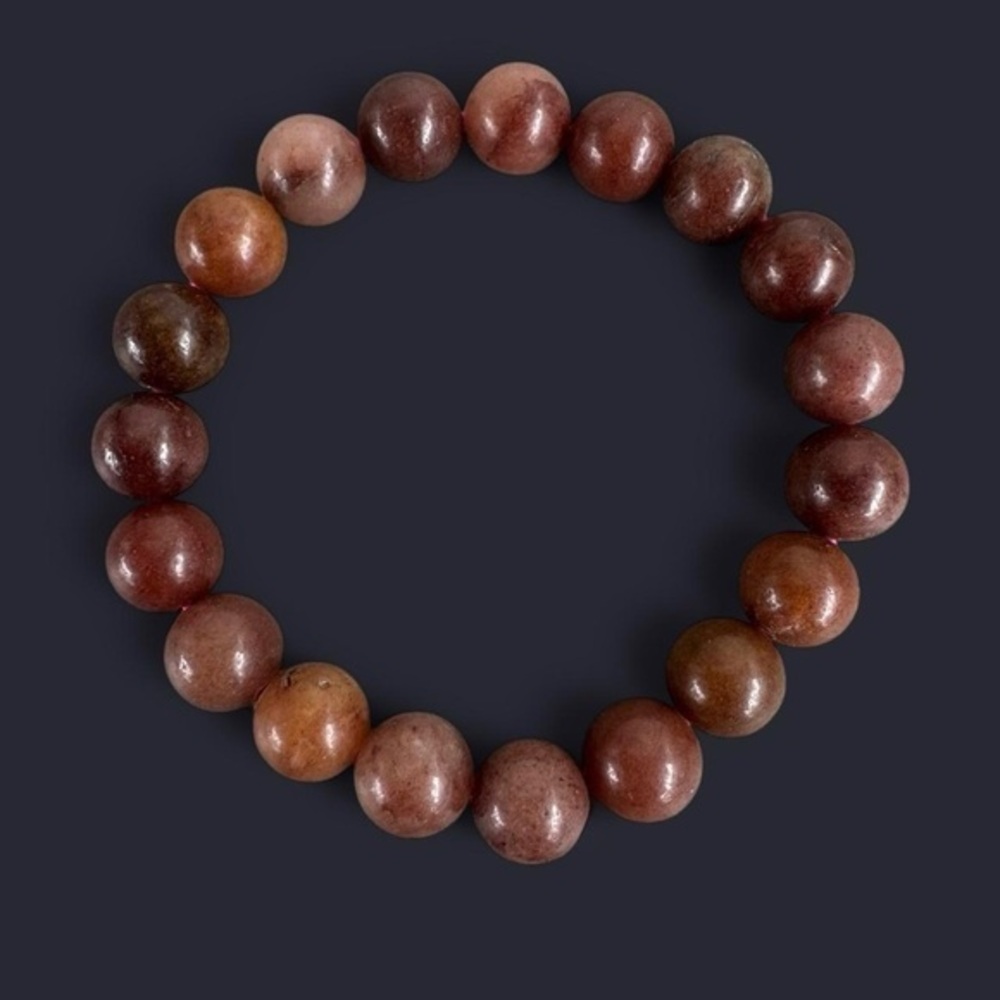 Strawberry Quartz Gemstone Bead Bracelet 10mm